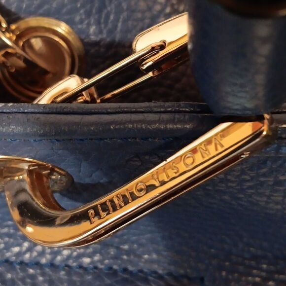 Plino Visona Blue Leather Bag - Picture 6 of 14